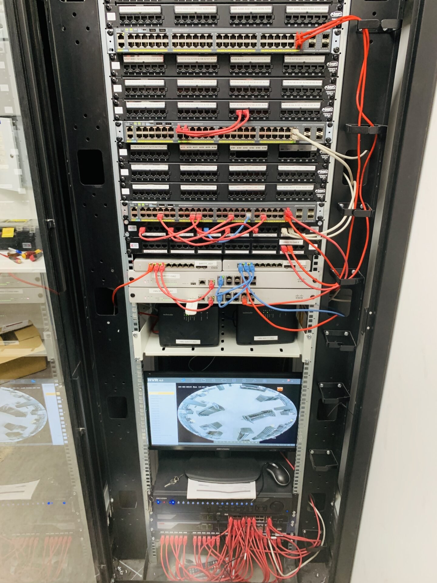 Dome camera installation in a warehouse in Bridgend