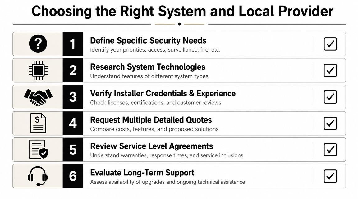 A six-step checklist for choosing the right integrated security system and local service provider for your building.
